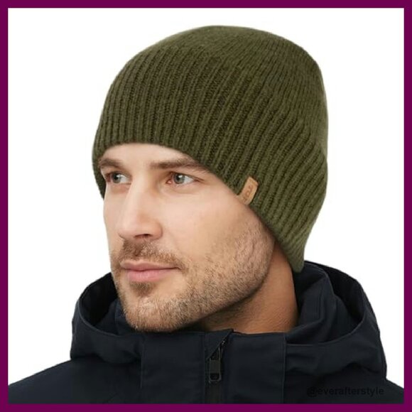 Merino Wool Beanie Fleece Lined Oversized Winter Knit Hat Unisex Classic main image 6